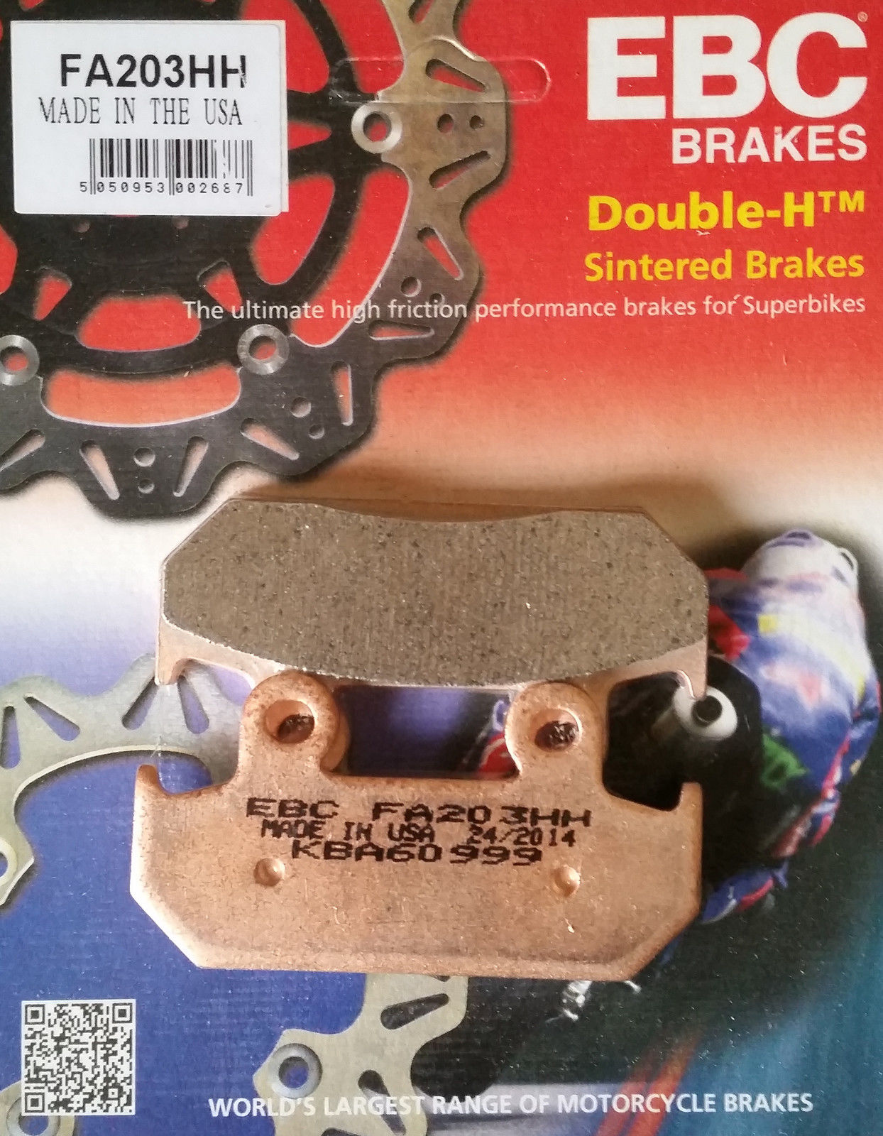 EBC Brakes Double-H Sintered Superbike Brake Pads Front - FA203HH EBC Brakes Double-H Sintered Superbike Brake Pads Front - FA203HH